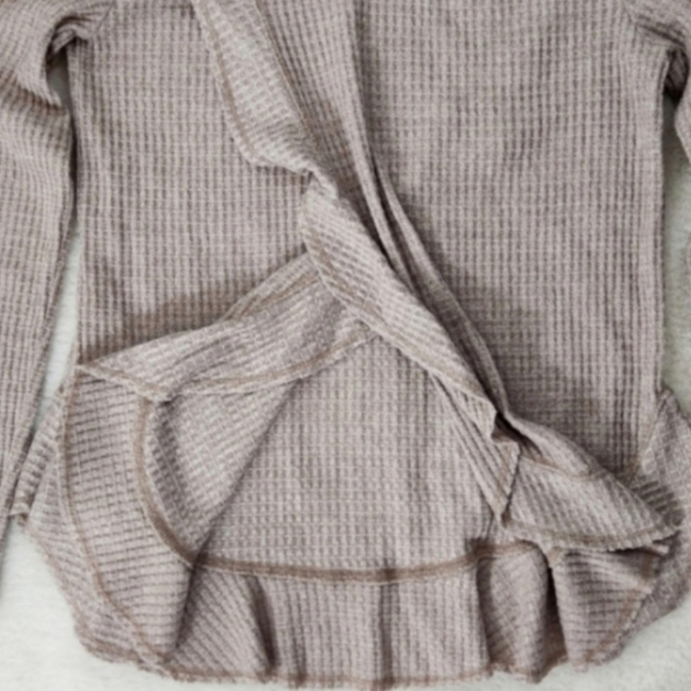 Anthropologie Saturday Sunday Waffle Knit Ruffle Thermal - Picture 6 of 11